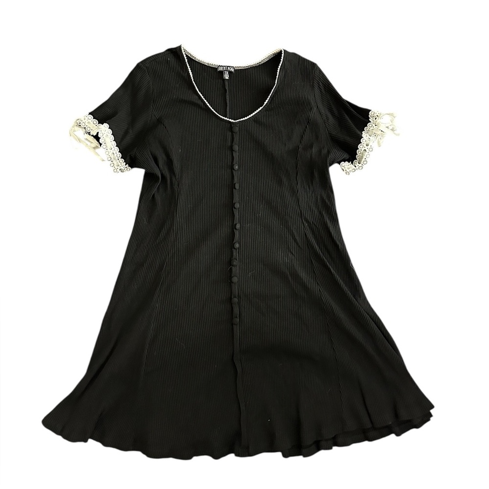 Dolls Kill Current Mood My Addams Gurl babydoll dress 3X wednesday lace trim EUC - Picture 2 of 11